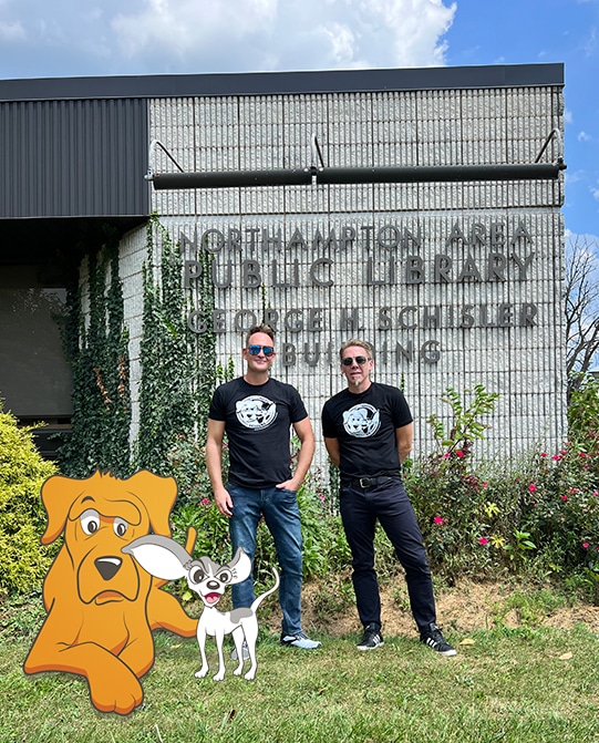 Tucker and Zoey at Northampton Public Library